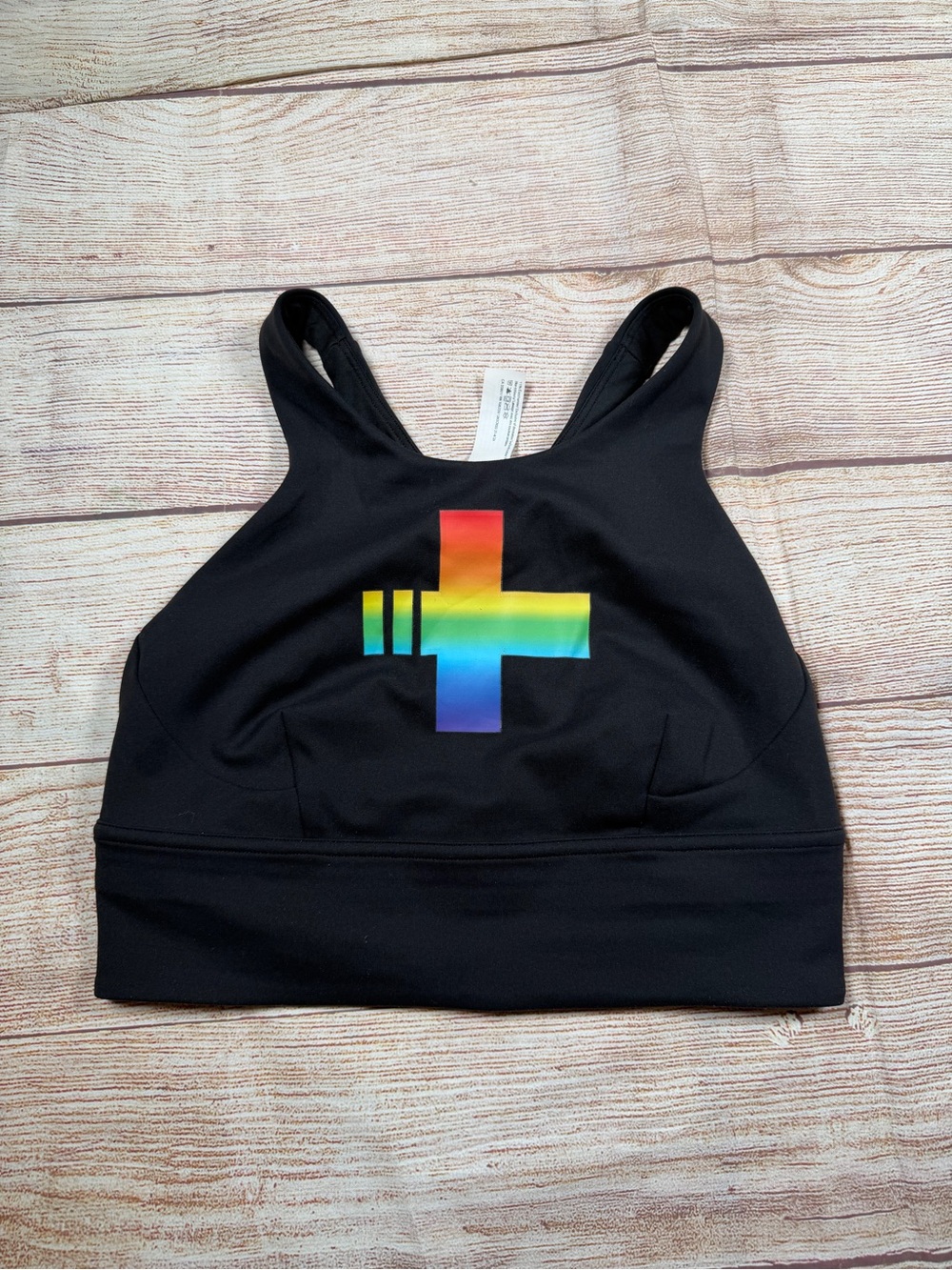 lululemon athletica Black Sports Bra with Rainbow Cross
